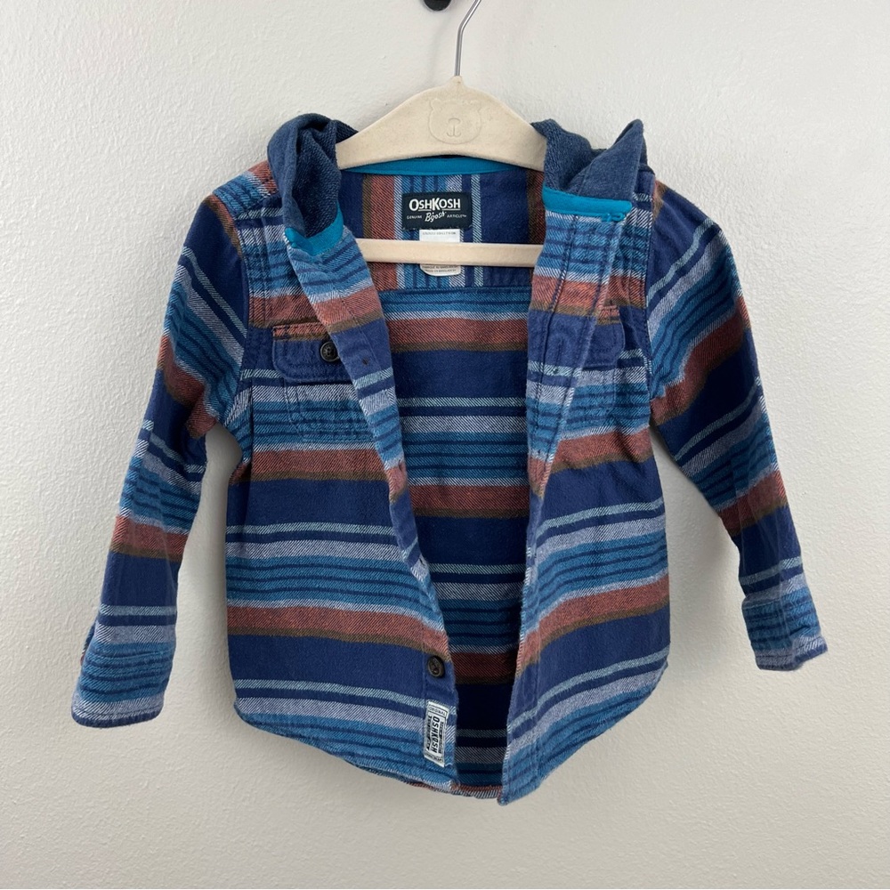 OshKosh Striped Hooded Shacket 18 Months